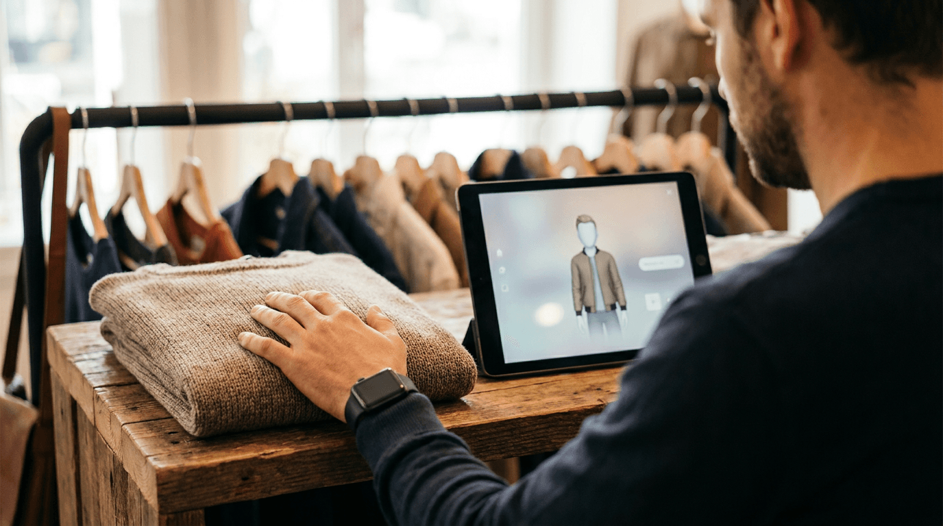 Editorial illustration for Virtual try-on kiosk for clothing stores: how it works