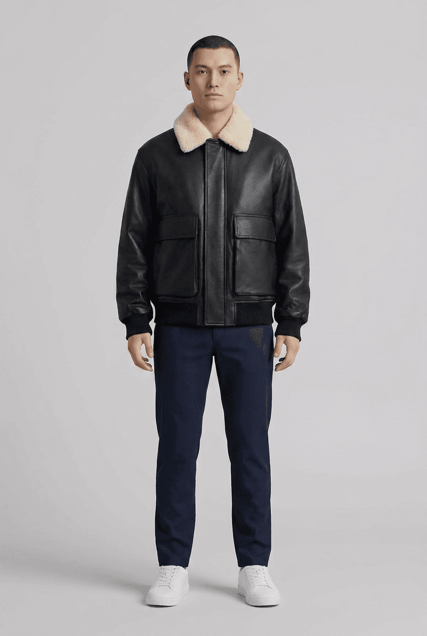 A real Corlen try-on result, a jacket shown worn on a shopper's own photo