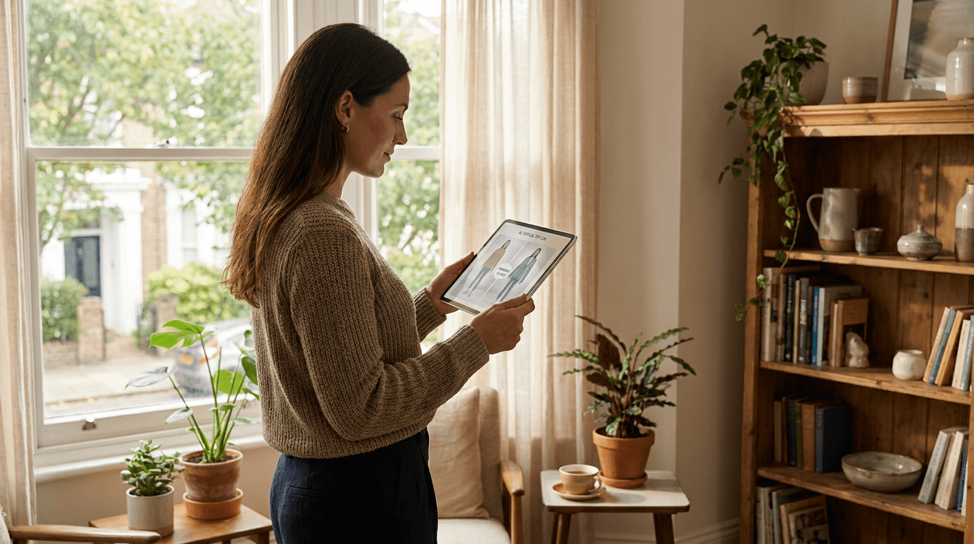 Editorial illustration for AI shopping search added virtual try-on. What it means for your store