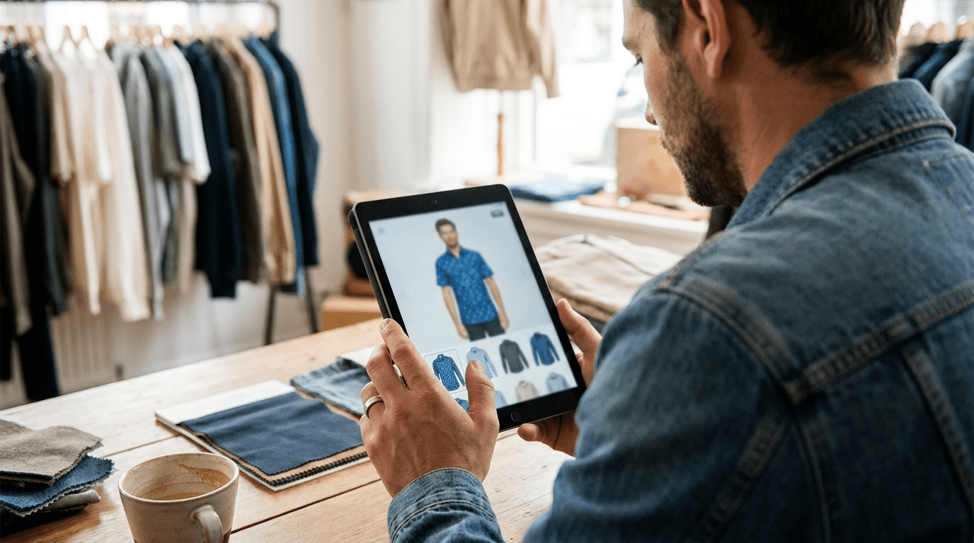 Editorial illustration for Virtual Try-On for Shirts and Blouses: A Store Owner Guide