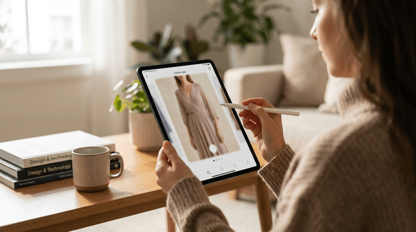 Editorial illustration for Virtual Try-On for Webflow Ecommerce Stores